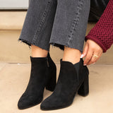 Freda Black Blocked Heeled Ankle Boots