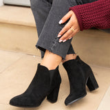 Freda Black Blocked Heeled Ankle Boots