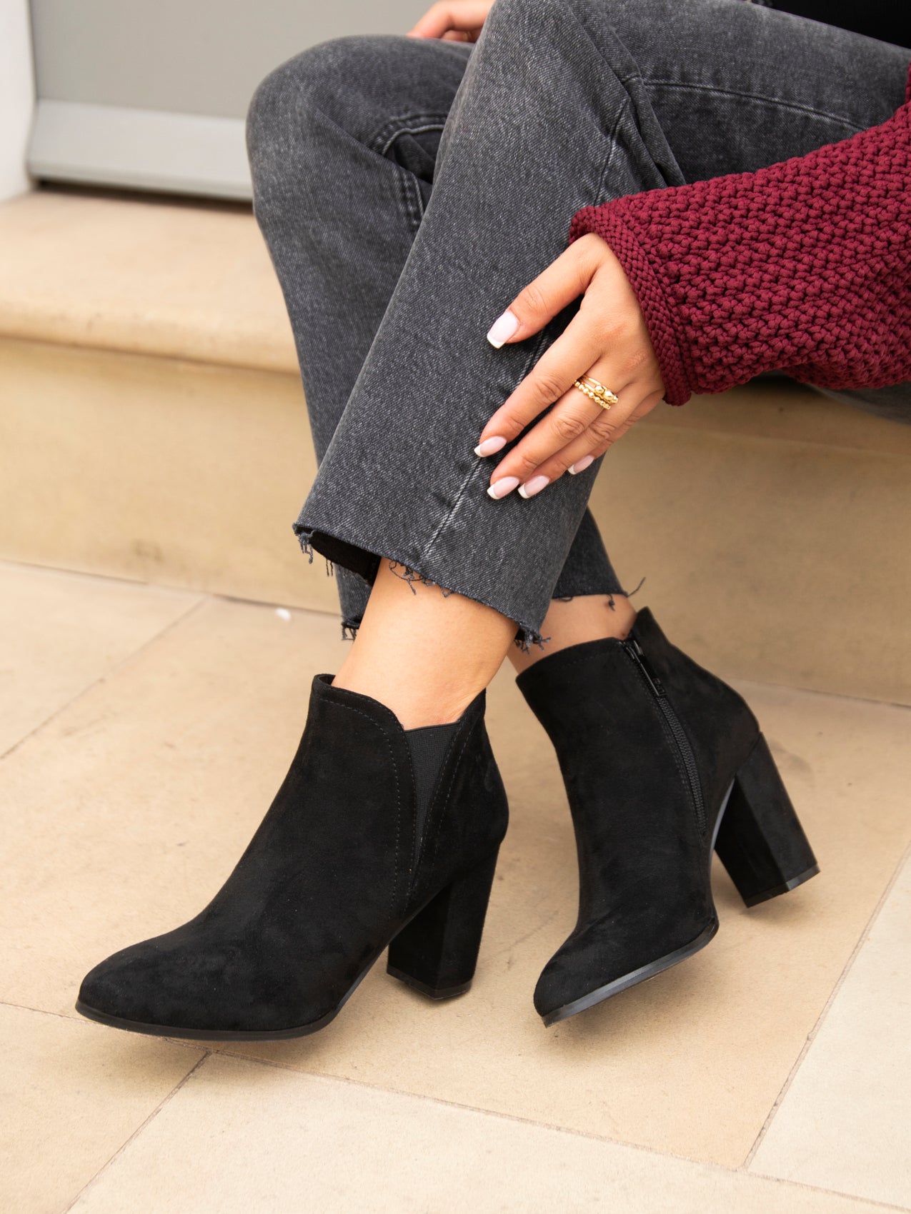 Freda Blocked Heeled Ankle Boots