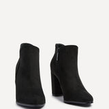 Freda Black Blocked Heeled Ankle Boots