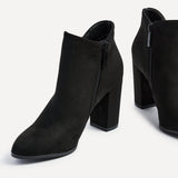 Freda Black Blocked Heeled Ankle Boots