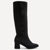 Frosty Black Faux Suede Long Boots
