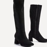Frosty Black Faux Suede Long Boots