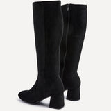 Frosty Black Faux Suede Long Boots