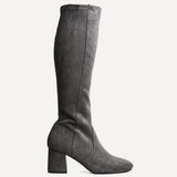 Frosty Grey Faux Suede Long Boots