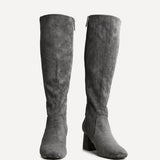Frosty Grey Faux Suede Long Boots