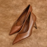 Gaia Tan Faux Leather Two Tone Court Heel
