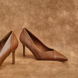 Gaia Tan Faux Leather Two Tone Court Heel