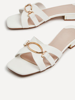 Horsebit leather sandals in white