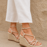 Gazed Nude Wedge Sandals