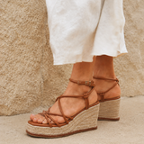 Gazed Tan Wedge Sandals