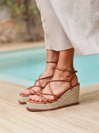 Gazed Tan Wedge Sandals
