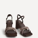 Gemini Brown Diamante Heeled Sandals