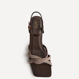 Gemini Brown Diamante Heeled Sandals