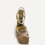 Gemini Gold Diamante Heeled Sandals