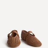 Genova Tan Handwoven Mary Jane Flats