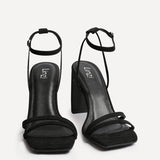 Gesture Black Faux Suede Heeled Sandals