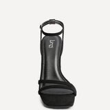 Gesture Black Faux Suede Heeled Sandals