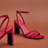 Gesture Red Faux Suede Heeled Sandals