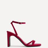 Gesture Red Faux Suede Heeled Sandals