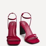 Gesture Red Faux Suede Heeled Sandals