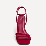 Gesture Red Faux Suede Heeled Sandals