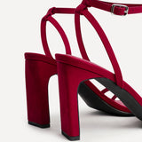 Gesture Red Faux Suede Heeled Sandals