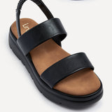Gia Black Chunky Flatform Sandals