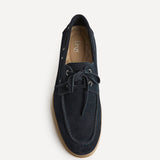 Gianni Mens Navy Suede Leather Boat Shoes