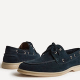 Gianni Mens Navy Suede Leather Boat Shoes