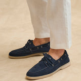 Gianni Mens Navy Suede Leather Boat Shoes