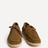 Gianni Mens Tan Suede Leather Boat Shoes