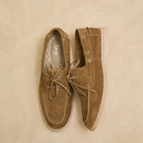 Gianni Mens Tan Suede Leather Boat Shoes