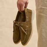 Gianni Mens Tan Suede Leather Boat Shoes