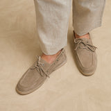 Gianni Mens Taupe Suede Leather Boat Shoes
