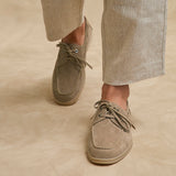 Gianni Mens Taupe Suede Leather Boat Shoes