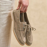 Gianni Mens Taupe Suede Leather Boat Shoes