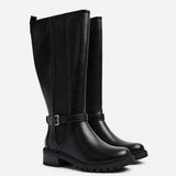 Gilded Black Long Low Boots