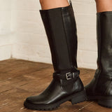 Gilded Black Long Low Boots