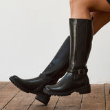 Gilded Black Long Low Boots
