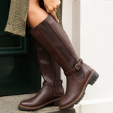 Gilded Brown Long Low Boots