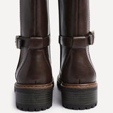 Gilded Brown Long Low Boots