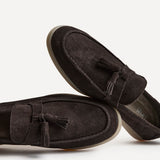 Giorgio Mens Brown Suede Leather Tassel Loafers
