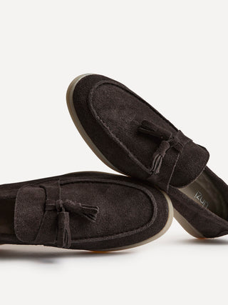 Giorgio Mens Brown Suede Leather Tassel Loafers