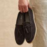 Giorgio Mens Brown Suede Leather Tassel Loafers