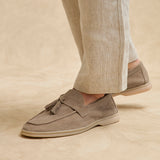 Giorgio Mens Taupe Suede Leather Tassel Loafers