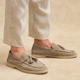 Giorgio Mens Taupe Suede Leather Tassel Loafers