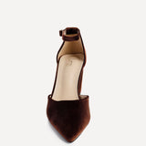 Glam Brown Velvet Block Court Heels