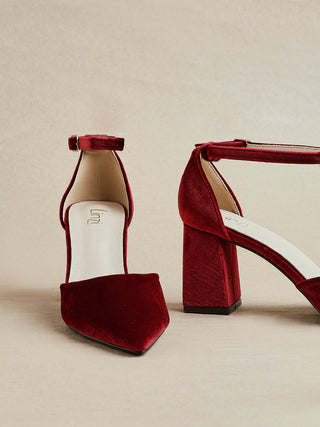 Bridal Shoes Shoes Burgundy Suede Block Heels Burgundy Velvet Part