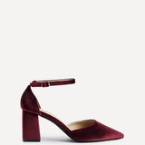 Glam Burgundy Velvet Block Court Heels
